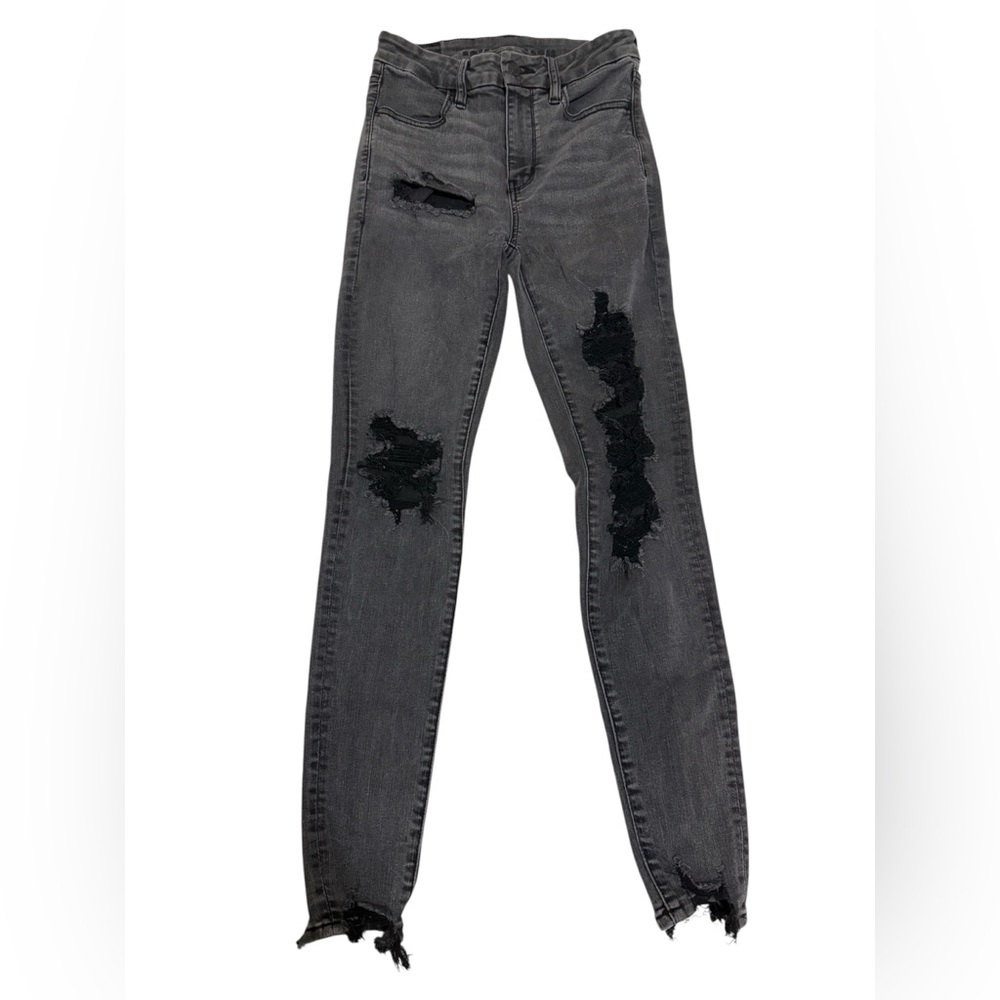 American Eagle Outfitters Gray Distressed Skinny Jeans
